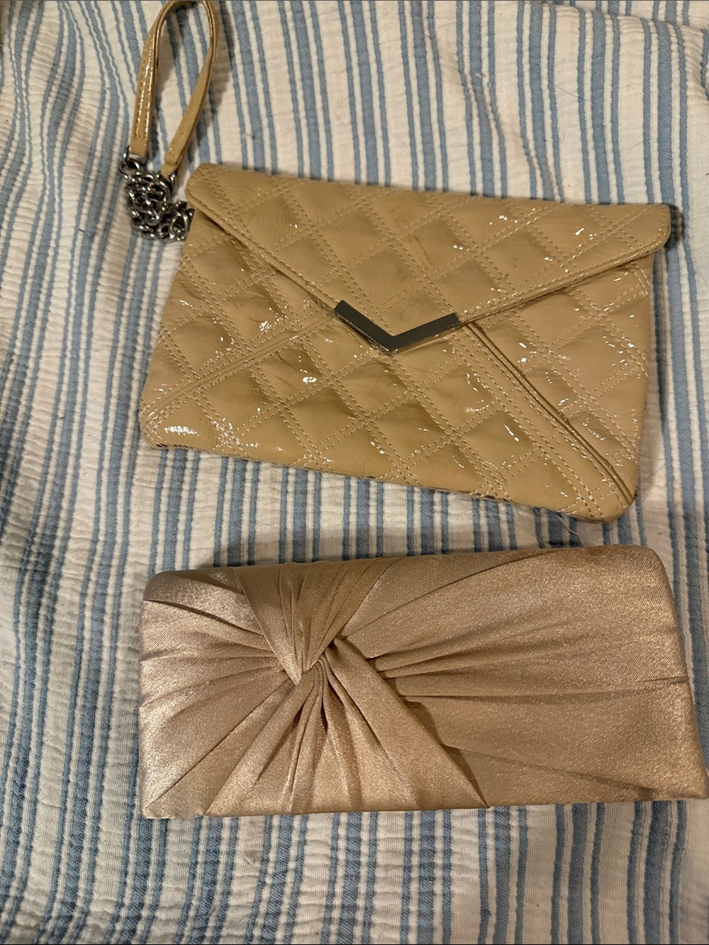 Metallic creamy tanish gold clutch duo bags